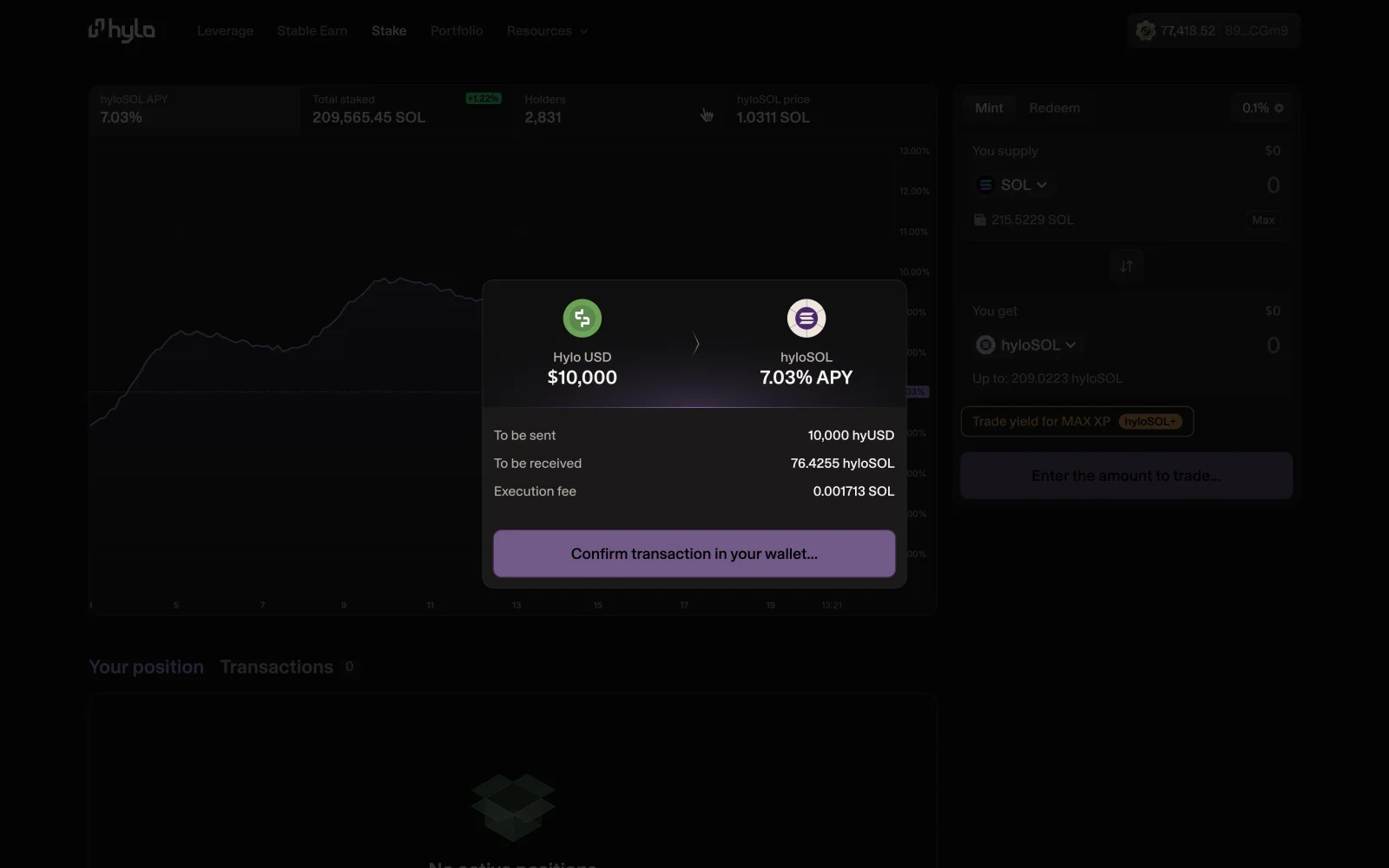 Hylo app — LST screen