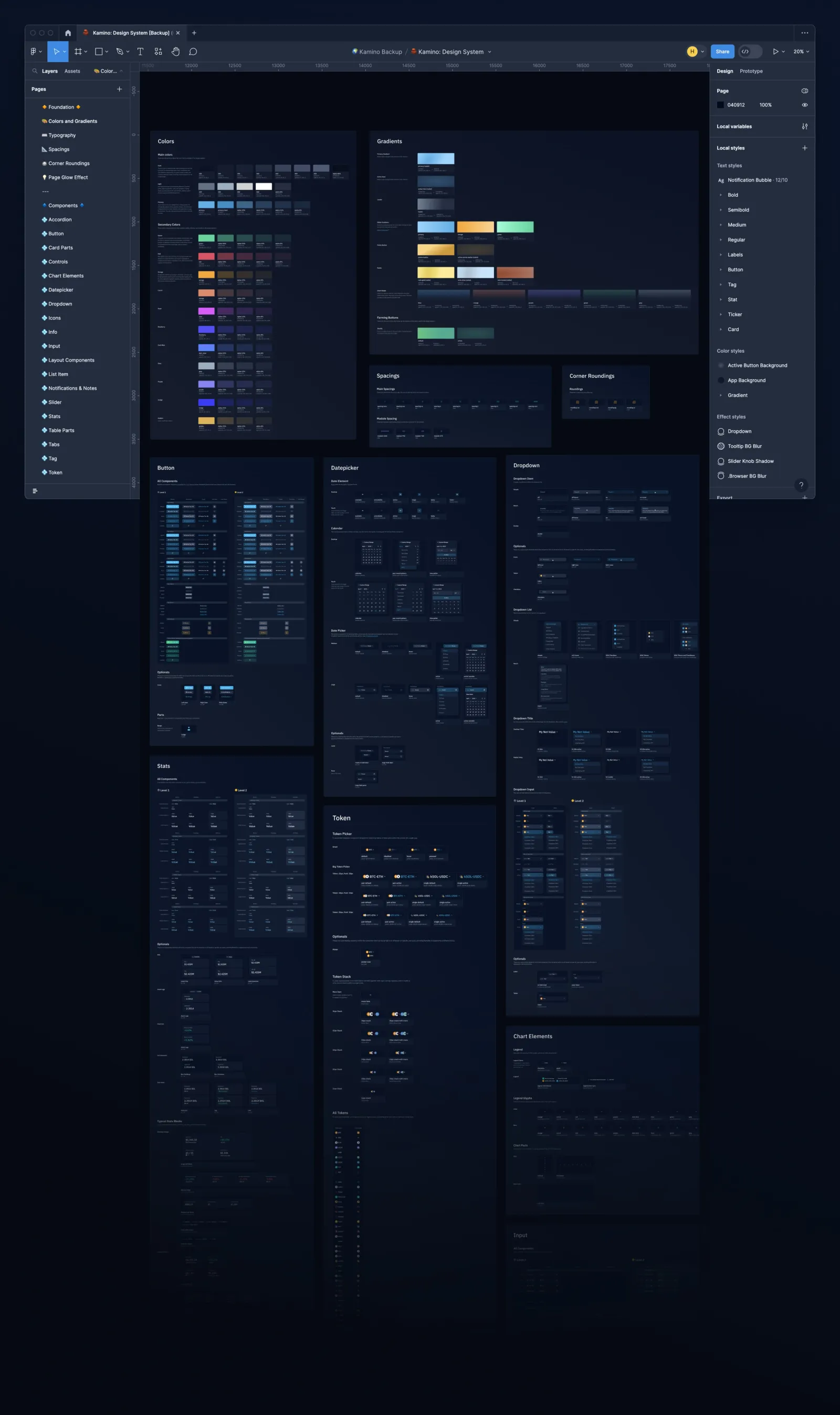 Kamino: the design system file, foundation pages and component library