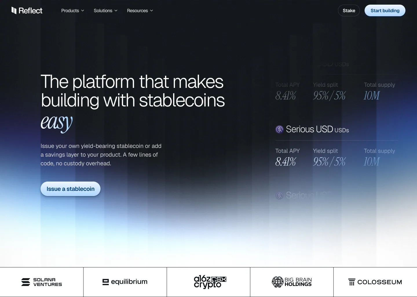 Reflect — first landing page direction